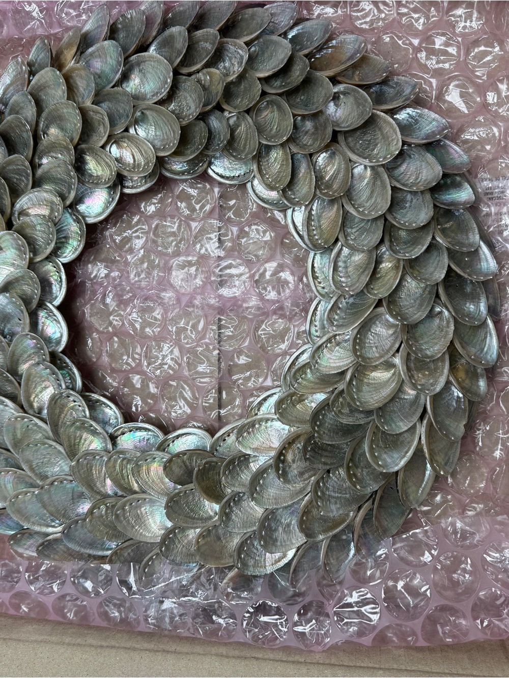 Handcrafted Philippines Abalone Mother of Pearl Shell Wreath Coastal Wall Decor